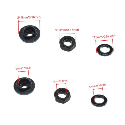 Three Eighths Inch Bicycle Rear Axle Kit With 175 Millimeter Length And Conical Lock Nuts, 26 TPI Thread, parts and sizes shown