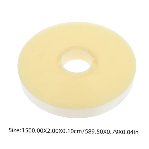 Heavy Duty Strapping Tie Roll For Easy Bundling And Shipping, transparent packing strap with dimensions shown on white background.