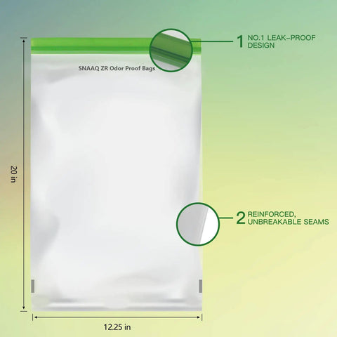 Odor Proof Storage Bags 12x20 Inch Reusable Dual Zip Barrier Bags Keep Food Fresh Waterproof And Leakproof Big Bear Bag design