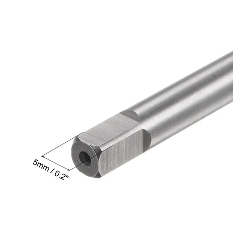 Close-up of a Metric M8 x 1.25 Thread Tap 150mm Extra Long Straight Flute High Precision H2 Right Hand 3 Flutes tool end