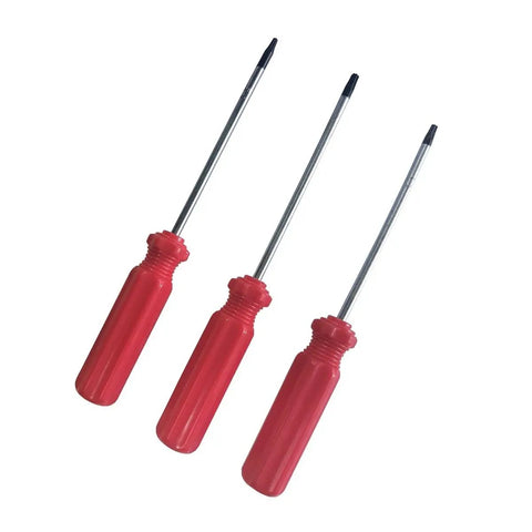 Top Shelf Torx Security Screwdriver Set With Magnetized Precision Bits Crafted From Hella Durable Chrome Vanadium Steel Sweet Gaming Console Repair Kit For Xbox One PS4 PS3 And Mobile Devices Including Easy Pry Tools - set of three red handle screwdrivers.