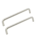 Pair of stainless steel arched drawer pulls, 128mm hole centers. Part of Six Pack Stainless Steel Cabinet Hardware set for kitchen cabinets.