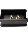 Top view of Automatic Cup Rinser With Base, Stainless Steel Glass Washer in Matte Black Finish with dual side spray nozzles.