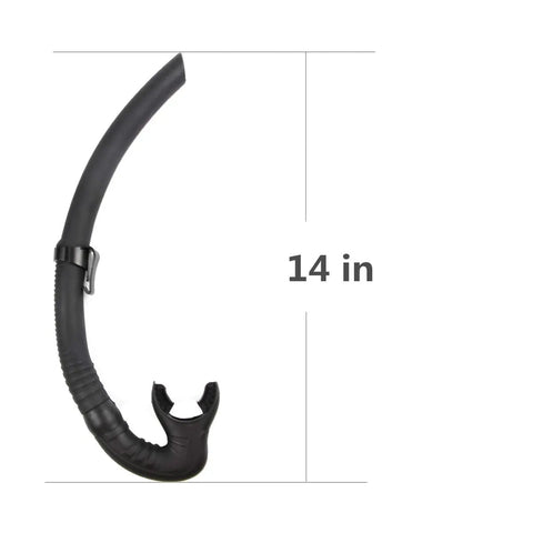 Silicone Snorkel For Diving And Snorkeling With Flexible Foldable Tube Pro Grade For Divers Fishing Underwater Hockey And Scuba Enthusiasts Enlarged Diameter For Smoother Breathing Durable Black Design, 14 inch length