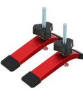 Heavy Duty 2 Pack Red Aluminum T Track Clamps for CNC Milling And Woodworking quick acting hold down fixtures stacked.