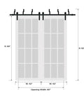 Frosted Glass Barn Sliding Closet Doors With Hardware Kit 84 By 96 Inches 2 Panels Bypass Style White Silk Finish Ready To Install Includes 8 Foot Rails Hangers Floor Guides Anti Jump Pins Modern Wardrobe Upgrade.