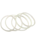Six Durable Nylon 6X KT6808 Chain Dentate Strips for jewelry rotary tumbler machines. Visible detail of toothed surface.
