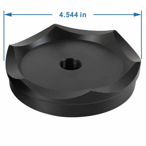 Workhorse 4 Inch Conduit Punch And Die Set, 4.54 inch hole, heavy-duty tool steel, top view of 12-ton punching capacity die