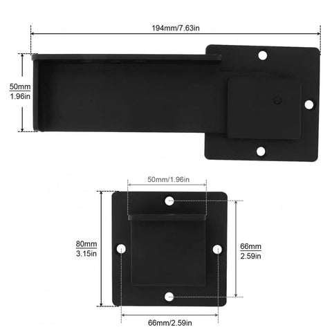 Big Time Security Seven Point Six Inch Aluminum Flip Latch Lock For Exterior Gate And Door With Heavy Duty Alloy Build. Dimensions shown.