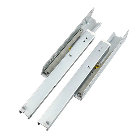 Three-Section Hidden Bottom Rail Mounted Buffer Damping Drawer Slides, 2 Pack, 10 Inch, 250mm, Three-Fold Handle, 16 Plates, shown top view