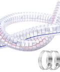 Beefy Ten Foot Steel Wire Reinforced PVC Vacuum Hose With One And Quarter Inch Inner Diameter With Clamps