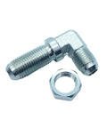 Two Piece Three Eighths Inch JIC Thirty Seven Degree Male Flare Bulkhead Elbow Hydraulic Steel Fitting For Air And Fluid Systems Such As Hydraulic Fluid ATV Isopropyl Alcohol Natural Gas Fuel Lubricants And Fresh Water with nut