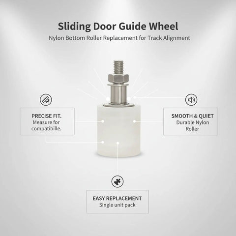 Nylon Bottom Guide Wheel Replacement For Cabinet Drawer Tracks White Roller with threaded bolt for smooth sliding and alignment