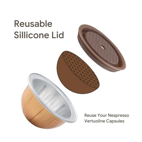 Upgrade Your Coffee Game With This Reusable Capsule Set For VertuoLine Machines, silicone disc lid and empty pod