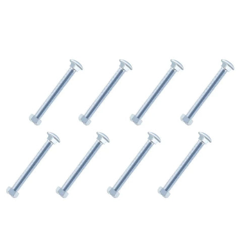 Heavy Duty Truck Bed To Frame Bolt And Nut Kit For Ford F150 F250 F350 1987 To 1996, eight zinc bolts in arranged layout.