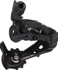 X5 9 Speed Rear Derailleur Medium Cage Black Aluminum Construction Compatible With 7 8 9 Speed Bikes Side View