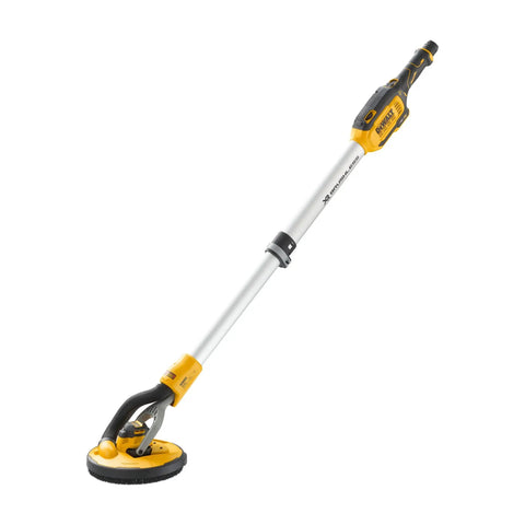 Ultra Tough 18V Cordless Drywall Sander equipped with variable speed settings, featuring a long extendable shaft for ease of use.