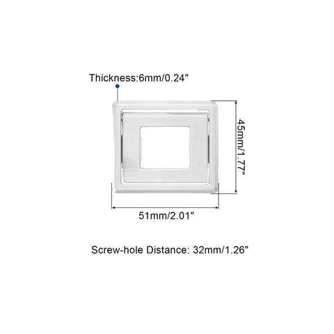 2 Pack Flush Pull Handles For Cabinets And Drawers Hidden Recessed Square Pull Rings With Screws 2 Inch Length, dimensions shown