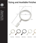 Designer Series Curtain Rings Set Of 18 Premium Easy Glide Metal Rings With Smooth Quiet Nylon Inserts And Clips, Oil Rubbed Bronze