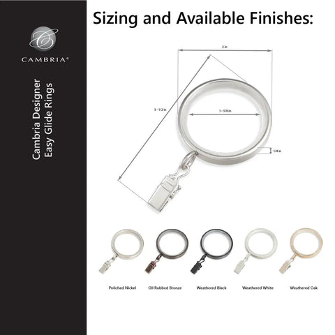 Designer Series Curtain Rings Set Of 18 Premium Easy Glide Metal Rings With Smooth Quiet Nylon Inserts And Clips, Oil Rubbed Bronze