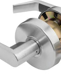 Front view of Aug 30 26D Grade 2 Commercial Duty Passage Lever, ADA Compliant, Satin Chrome Finish, showing heavy duty internal springs.