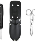 Pro Grade Cable Splicer Kit With Electricians Scissors And Splicer Knife Two Pocket Leather Pouch For Quick Wire Stripping