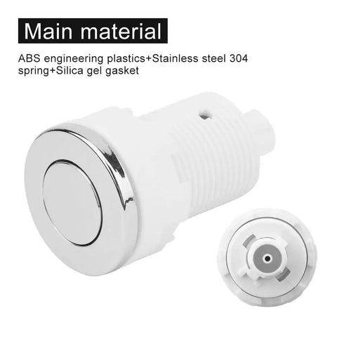 Pressure Bath Switch Push Button For Garbage Disposal And Tub Spa Massage, Sink Top Air Switch 28mm White ABS Stainless