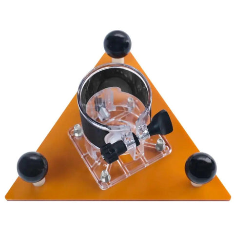 Built Like A Tank Smooth Operator Router Base Plate Fits 65Mm Trimmers on triangular orange base, features durable bakelite and clear components.