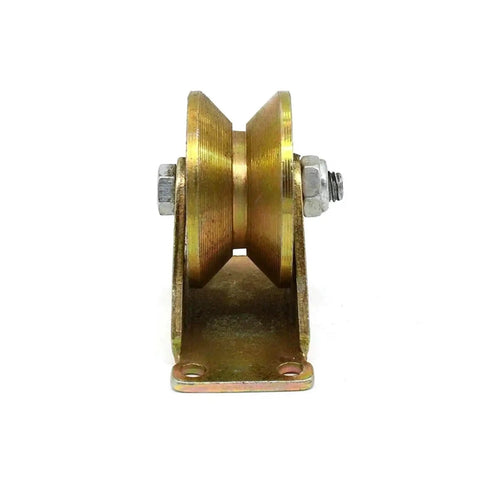 Heavy Duty V Groove Wheel For Sliding Gate Casters And Steel Sliding Door Pulley System Built Tough showing a sturdy steel pulley with mounting hardware.