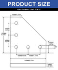 Dimensions diagram of 4040 connecting plate for 10 Pack 4040 Aluminum Extrusion L Corner Bracket Connector Kit With Silver Finish Includes Nuts Screws And Wrench For Pro Fabrication Rig Builds And Custom Gear Projects That Are Dope Hella Strong.