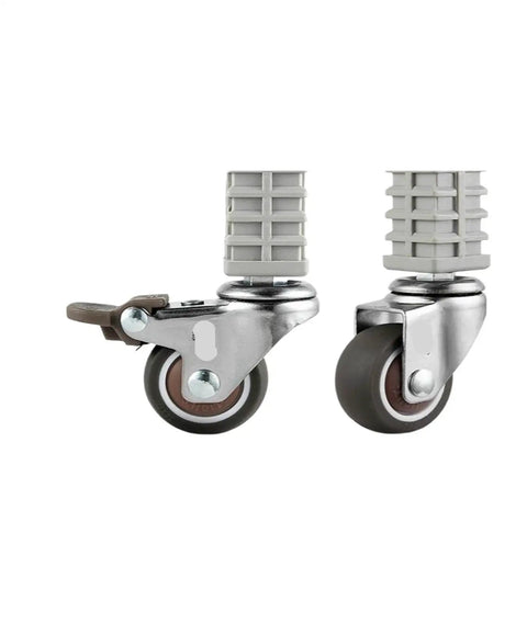 Pack Of 4 Beefy 1.5 Inch Square Tube Wheel Casters With Stainless Steel Silent Brake For Universal Rack Heavy Duty Rolling Caster