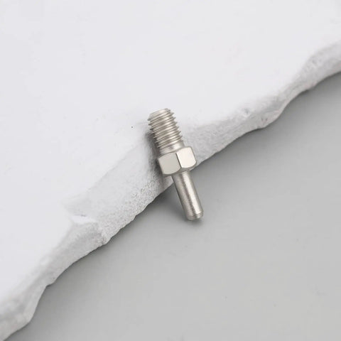 Close-up of a silver pin part of 12 Pack M5 Bicycle Chain Breaker Replacement Pins 4.9x3.1x19.3mm for chain tool repair.