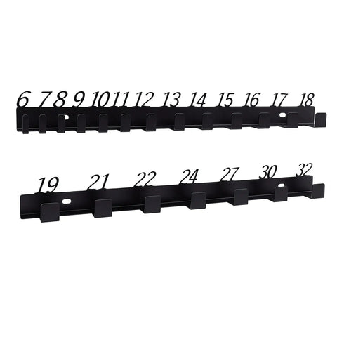 Wall Mounted Wrench Holder And Combination Wrench Organizer Rack With Number Display For 6-32 Wrenches, ideal for tool organization.