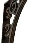 Built Tough Heavy Duty Metal Wrought Iron Countertop And Cabinet Bracket In Antiqued Brass Finish, ornate side view
