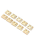Rotating Concealed Hinges For Cabinets And Wooden Boxes, Brass Plated Mini Hinges 10 Pcs, flat view on white background