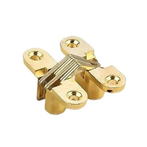 Gold Hidden Ball Bearing Door Hinges 8x42mm Zinc Alloy Cross Invisible Hinge with Built In Dampers
