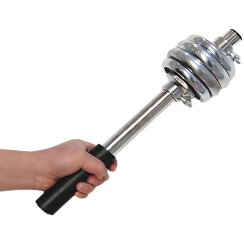 Person holding Forearm Workout Bar Handle For Dumbbell Training And Wrist Strength Exerciser ABS Material Grip Bar for home gym use.
