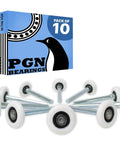 2 Inch Nylon Garage Door Rollers With Dual Sealed Bearings For Quiet, Smooth Operation, display of 10 rollers and packaging
