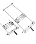 Dual machining vise wood positioning guide tool; stainless steel frames with ruler scales and black handles.