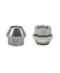 Two Titanium Lug Nuts from a 20 Piece Open End Set M12x1.5x20mm with Burnt Blue finish, Aerospace Grade, conical seat visible.
