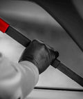 Windshield Removal Knife With Quick Release Blade Change, 18 Inch Auto Glass Tool in use, heavy duty steel construction, durable handle