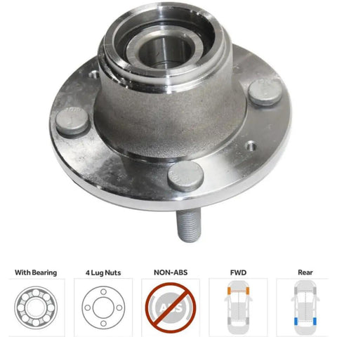 Rear Wheel Hub And Bearing Assembly Pair Drop Right In For Chevy Aveo Pontiac G3 Swift Plus 4 Lug ABS Premium Knockout Build with studs.