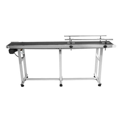 Beefy PVC Belt Conveyor System 71 By 7.8 Inch 110V Electric Adjustable Speed Stainless Steel Industrial Conveyor Machine With Double Guardrails