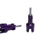 Dual Function Pipe Thread Cutting Tool Set For Internal And External Threads, DIY Friendly Design, Works On One Half Inch And Three Quarter Inch Pipes, Crafted From 40Cr Alloy Steel, Heavy Duty Hex Shank For Easy Electric Drill Threading, Two Pack, shown with two purple pipe thread cutters