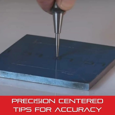 Pro Grade Steel Center Punch With Round Shank And Knurled Grip, Hardened And Tempered For Precise Indentations used on metal.