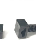 Twenty Five Pack Quarter Inch Black Push Mount Fin Clips For Cable Ties And Beaded Wires Uv Stabilized Hdpe Heavy Duty Hardware For Wood Or Masonry Pre Drilled Holes Keeps Your Lineup Snug And Neat Without No Headache Down The Road black plastic push mount fin clips side view