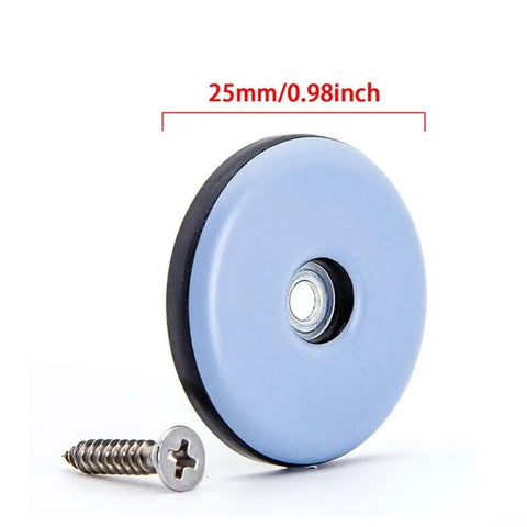 Close-up of 25mm PTFE Screw-In Chair Leg Slider with screw, part of PTFE Screw-In Chair Leg Sliders 20-Pack for Sofas, Beds, and Tables.