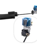 RC Power Starter Handheld Electric Start Igniter for 1/8 and 1/10 Nitro RC Cars, Buggies, Trucks, and Planes with engine view
