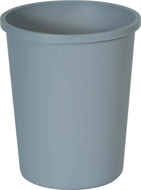 Untouchable 11 Gallon Trash Can Gray Durable Wastebasket For Home Kitchen Garage Office Outdoor Space Efficient Injection Molded LLDPE Trash Bin That Resists Dents Cracks Punctures And UV Rays Built To Last And Compatible With Accessories, shown from the side.