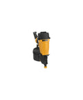No Fuss Pneumatic Coil Siding Nailer With Rugged Aluminum Construction Adjustable Depth Setting And Smooth Operation For Quick And Reliable Exterior Cladding Repairs side view with details.